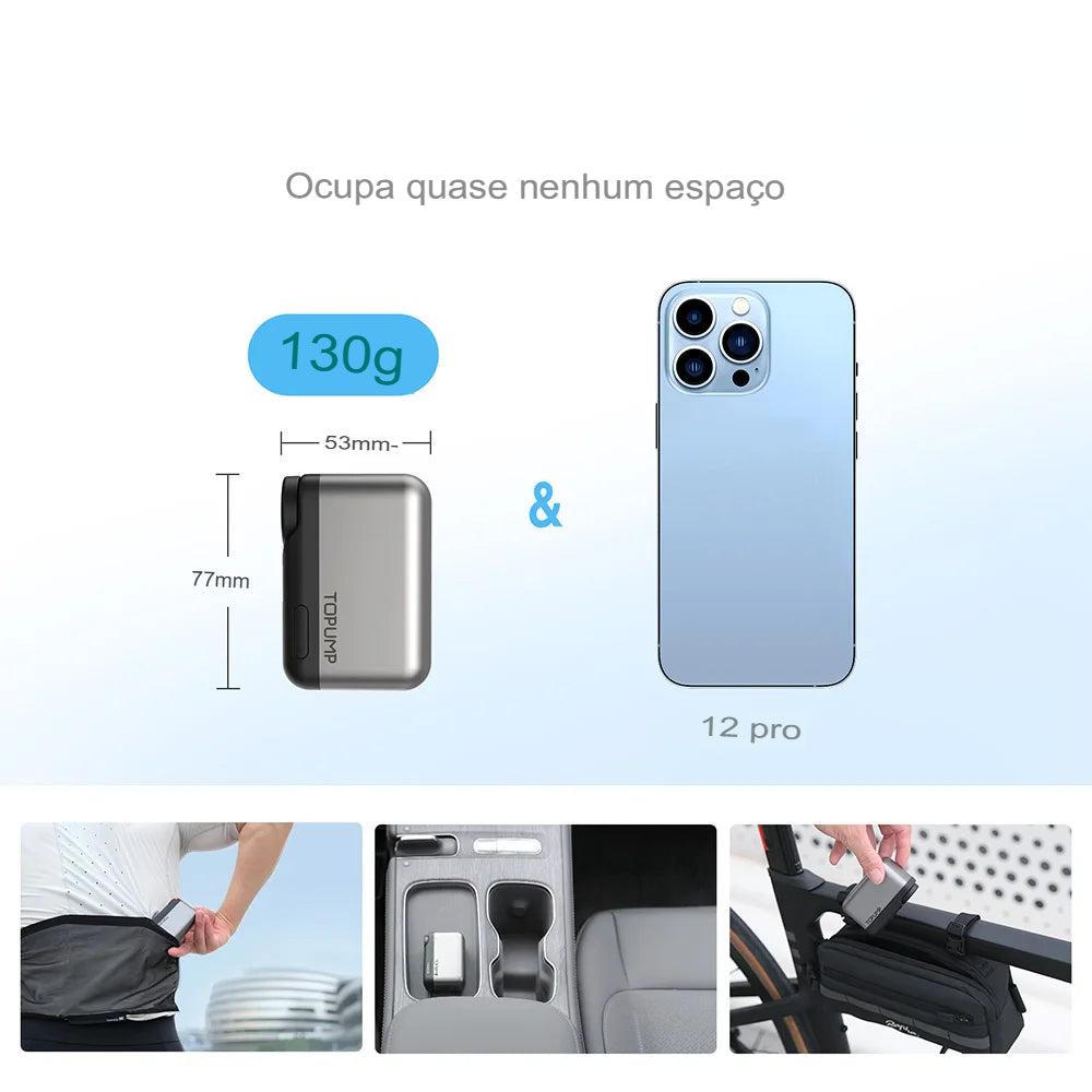 Bomba Elétrica Portátil para Bicicleta com Medidor de Pressão Digital